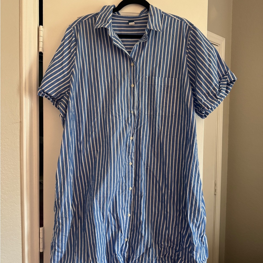Blue and White Striped Dress